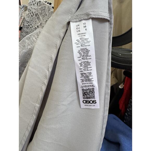 ASOS Dress Lace Chantilly Ash Tea Midi Empire Tulle Prom Formal Size 6 New - Picture 8 of 9